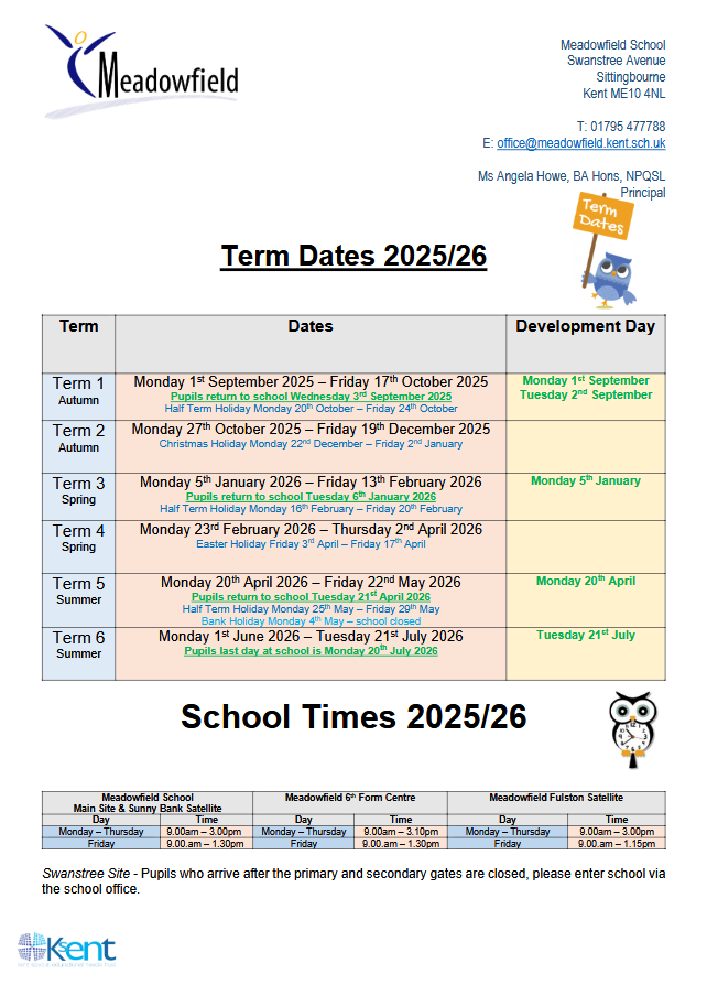 Term Dates 2025-26